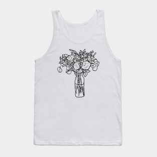 Roses Drawing in Vase Tank Top